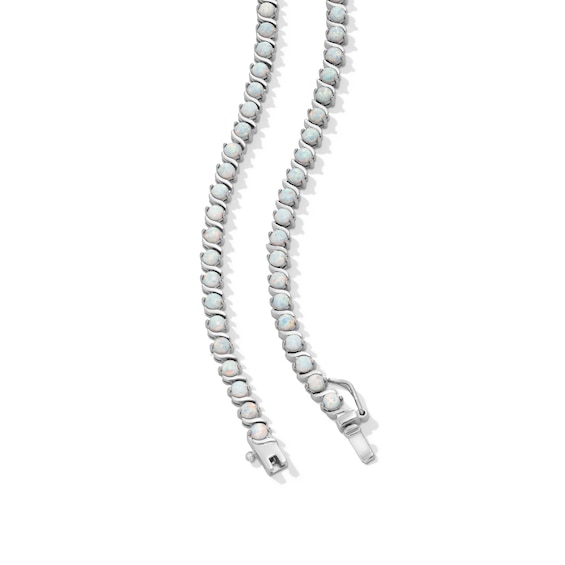Lab-Created Opal Tennis Necklace in Sterling Silver