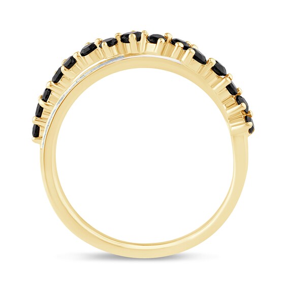 Zales x Christian Sirianoâ¢ 7/8 CT. T.w. Black and White Diamond Crossover Ring in Sterling Silver with 14K Gold Plate