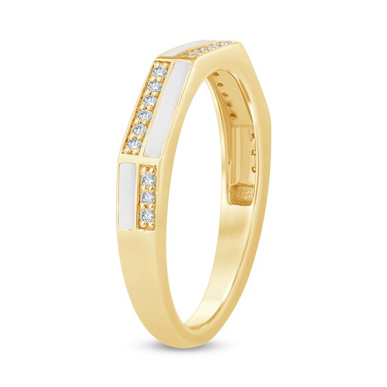Zales x Christian Sirianoâ¢ 1/10 CT. T.w. Diamond Enamel Angled Band in Sterling Silver with 14K Gold Plate