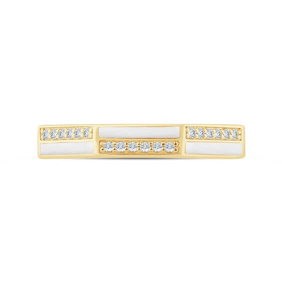 Zales x Christian Sirianoâ¢ 1/10 CT. T.w. Diamond Enamel Angled Band in Sterling Silver with 14K Gold Plate