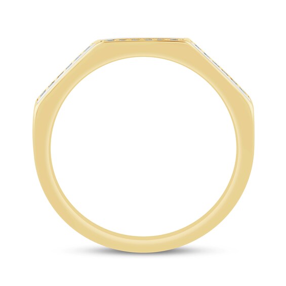 Zales x Christian Sirianoâ¢ 1/10 CT. T.w. Diamond Enamel Angled Band in Sterling Silver with 14K Gold Plate