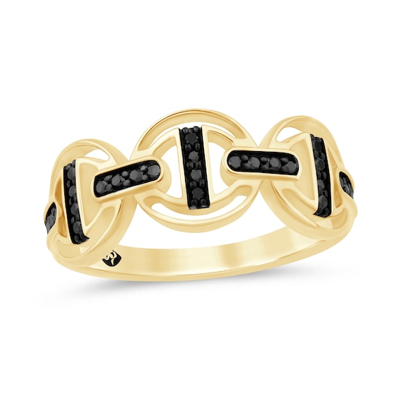 Zales x Christian Sirianoâ¢ 1/5 CT. T.w. Black Diamond Chain Link Ring Sterling Silver with 14K Gold Plate