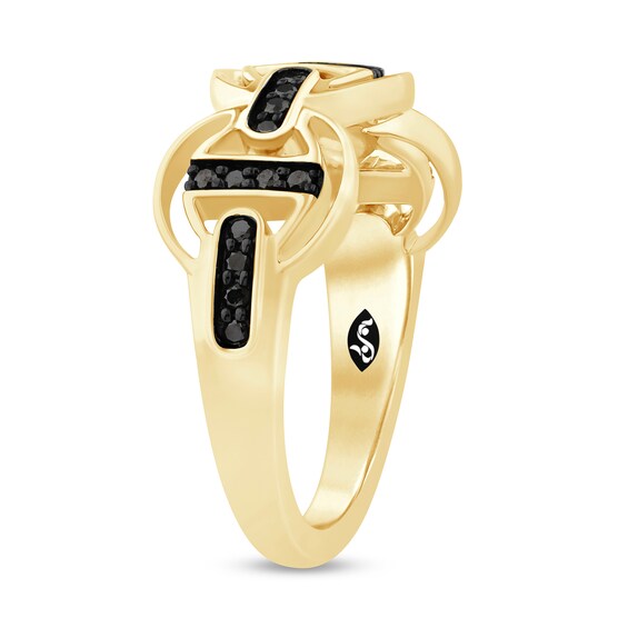 Zales x Christian Sirianoâ¢ 1/5 CT. T.w. Black Diamond Chain Link Ring in Sterling Silver with 14K Gold Plate