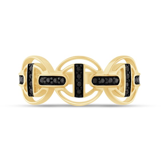 Zales x Christian Sirianoâ¢ 1/5 CT. T.w. Black Diamond Chain Link Ring in Sterling Silver with 14K Gold Plate