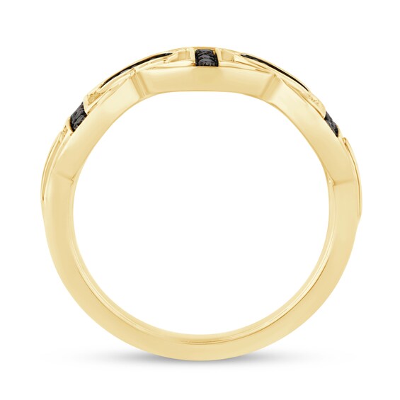 Zales x Christian Sirianoâ¢ 1/5 CT. T.w. Black Diamond Chain Link Ring in Sterling Silver with 14K Gold Plate