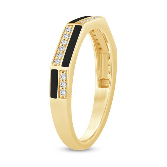 Zales x Christian Sirianoâ¢ 1/10 CT. T.w. Diamond Enamel Angled Band in Sterling Silver with 14K Gold Plate
