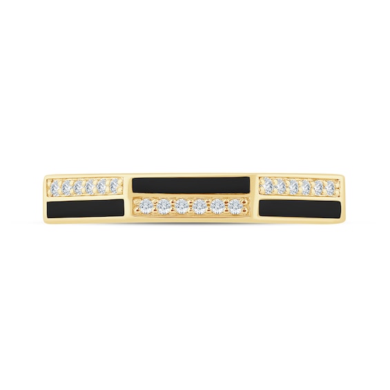 Zales x Christian Sirianoâ¢ 1/10 CT. T.w. Diamond Enamel Angled Band in Sterling Silver with 14K Gold Plate