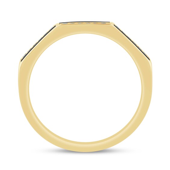 Zales x Christian Sirianoâ¢ 1/10 CT. T.w. Diamond Enamel Angled Band in Sterling Silver with 14K Gold Plate