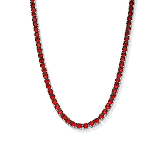 Lab-Created Ruby Tennis Necklace in Sterling Silver