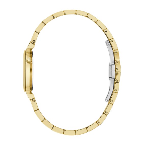 Ladies' Bulova Regatta Diamond Accent Gold-Tone IP Watch with Black Mother-of-Pearl Dial (Model: 97P173)