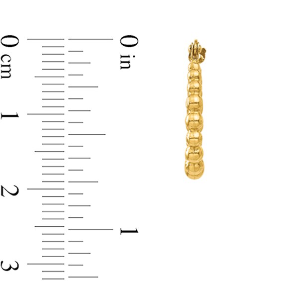 18.0mm Graduated Beaded Hoop Earrings in Hollow 10K Gold