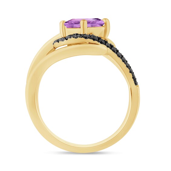 Zales x Christian Sirianoâ¢ Amethyst and Black Diamond Crossover Loop Ring in Sterling Silver with 14K Gold Plate