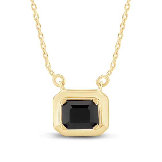 Zales x Christian Sirianoâ¢ 3/8 CT. Emerald-Cut Black Diamond Solitaire Necklace in Sterling Silver with 14K Gold Plate