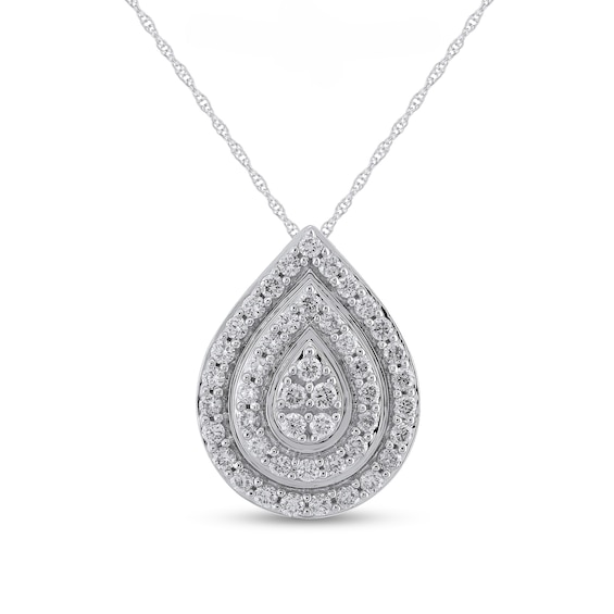 1/2 CT. T.w. Pear-Shaped Certified Lab-Grown Multi-Diamond Double Frame Pendant in 10K White Gold (F/Vs2)