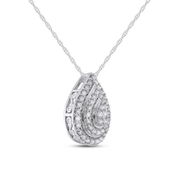 1/2 CT. T.w. Pear-Shaped Certified Lab-Grown Multi-Diamond Double Frame Pendant in 10K White Gold (F/Vs2)