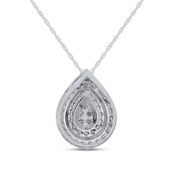 1/2 CT. T.w. Pear-Shaped Certified Lab-Grown Multi-Diamond Double Frame Pendant in 10K White Gold (F/Vs2)