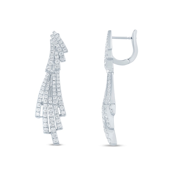 Zales x Christian Sirianoâ¢ 2-3/4 CT. T.w. Certified Lab-Grown Diamond Cascading Ribbon Drop Earrings in 14K White Gold