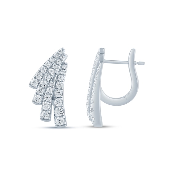 Zales x Christian Sirianoâ¢ 1 CT. T.w. Certified Lab-Grown Diamond Fanned Feather Earrings in 14K White Gold (F/Si2)