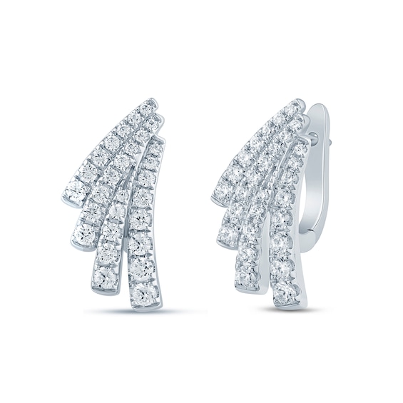 Zales x Christian Sirianoâ¢ 1 CT. T.w. Certified Lab-Grown Diamond Fanned Feather Earrings in 14K White Gold (F/Si2)