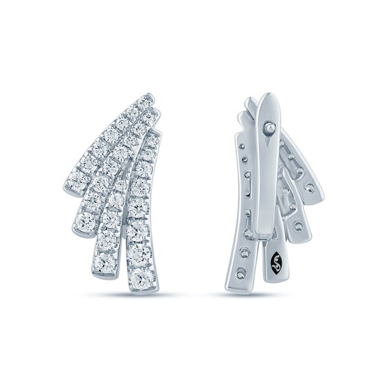 Zales x Christian Sirianoâ¢ 1 CT. T.w. Certified Lab-Grown Diamond Fanned Feather Earrings in 14K White Gold (F/Si2)