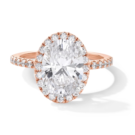 3-1/2 CT. T.w. Oval Certified Lab-Grown Diamond Frame Engagement Ring in 14K Rose Gold (F/Vs2)