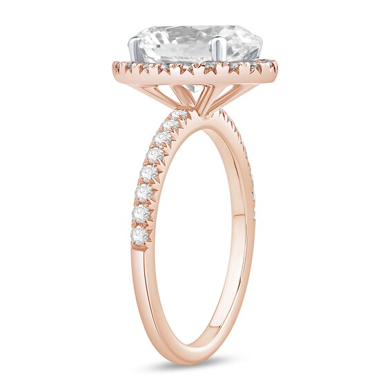 3-1/2 CT. T.w. Oval Certified Lab-Grown Diamond Frame Engagement Ring in 14K Rose Gold (F/Vs2)