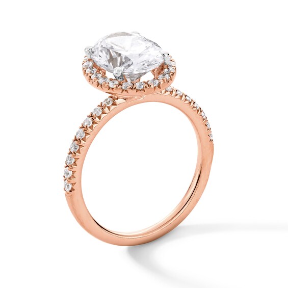 3-1/2 CT. T.w. Oval Certified Lab-Grown Diamond Frame Engagement Ring in 14K Rose Gold (F/Vs2)