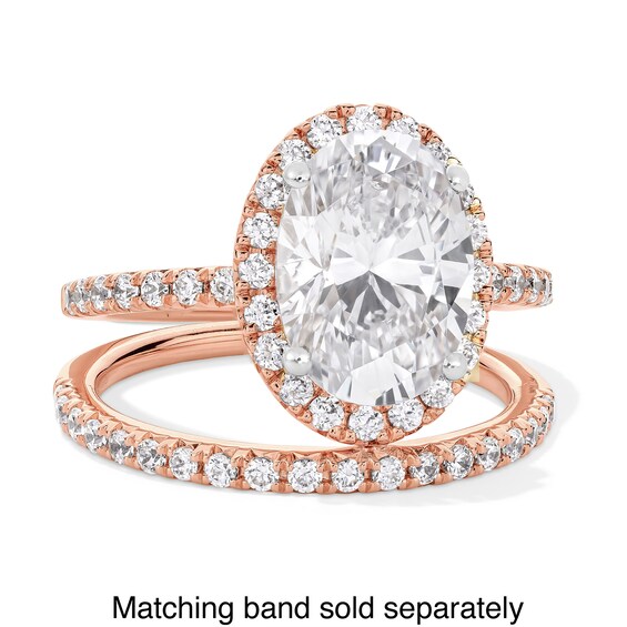 3-1/2 CT. T.w. Oval Certified Lab-Grown Diamond Frame Engagement Ring in 14K Rose Gold (F/Vs2)