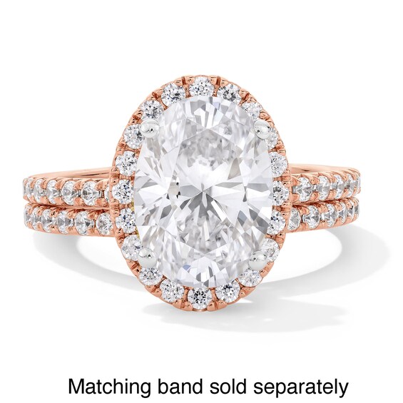 3-1/2 CT. T.w. Oval Certified Lab-Grown Diamond Frame Engagement Ring in 14K Rose Gold (F/Vs2)