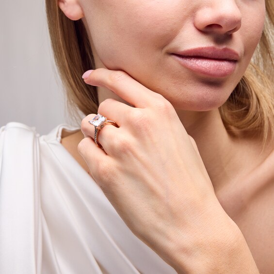 4-1/2 CT. T.w. Princess-Cut Certified Lab-Grown Diamond Split Shank Engagement Ring in 14K Rose Gold (F/Si2)