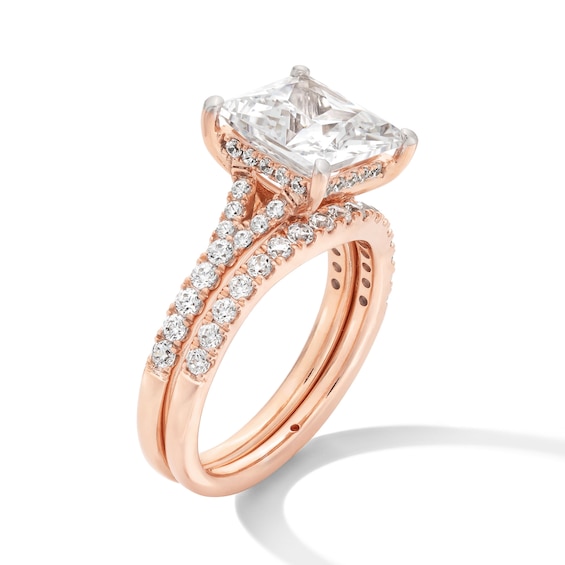 4-1/2 CT. T.w. Princess-Cut Certified Lab-Grown Diamond Split Shank Engagement Ring in 14K Rose Gold (F/Si2)