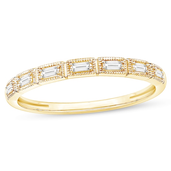 1/15 CT. T.w. Baguette Diamond Vintage-Style Stackable Anniversary Band in 10K Gold