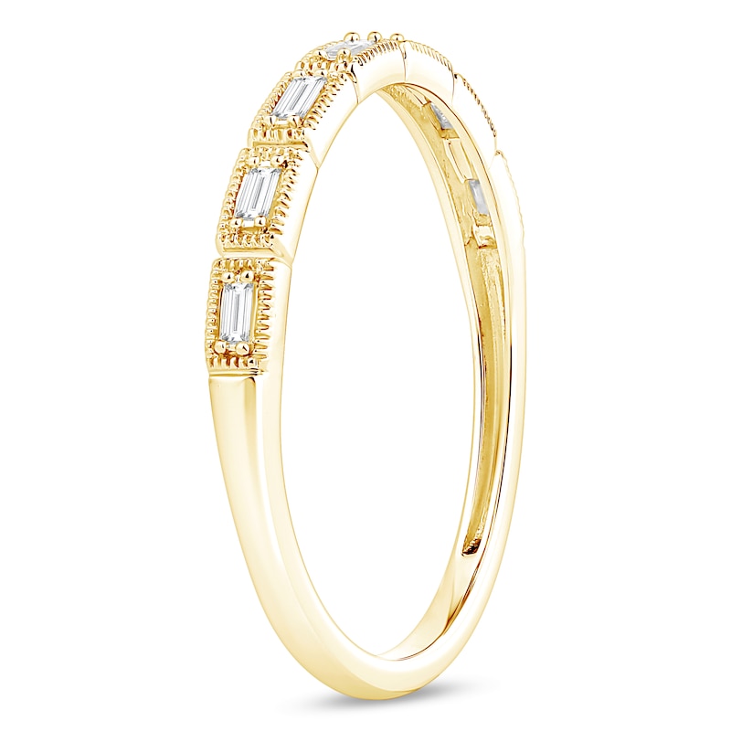 Main Image 2 of 1/15 CT. T.W. Baguette Diamond Vintage-Style Stackable Anniversary Band in 10K Gold