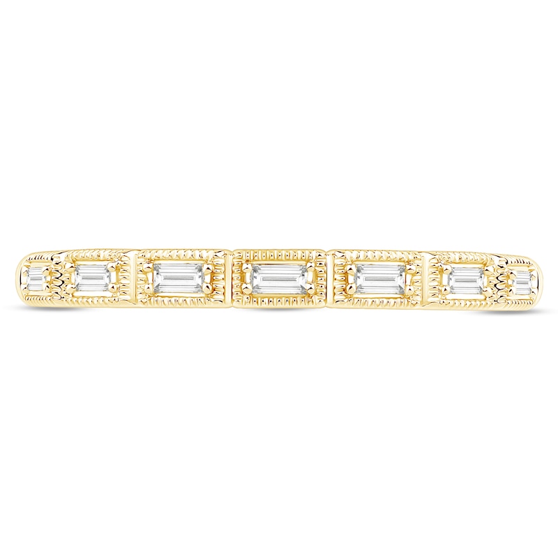 Main Image 3 of 1/15 CT. T.W. Baguette Diamond Vintage-Style Stackable Anniversary Band in 10K Gold