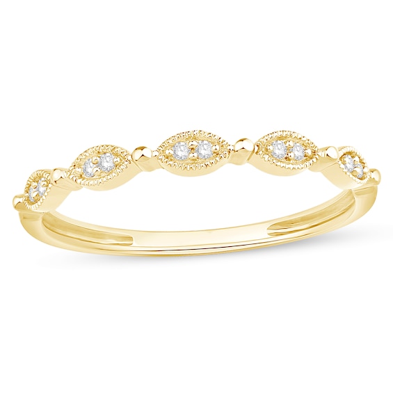 1/20 CT. T.w. Diamond Marquise Frame Vintage-Style Stackable Anniversary Band in 10K Gold