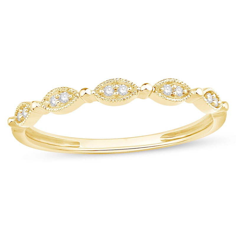 Main Image 1 of 1/20 CT. T.W. Diamond Marquise Frame Vintage-Style Stackable Anniversary Band in 10K Gold