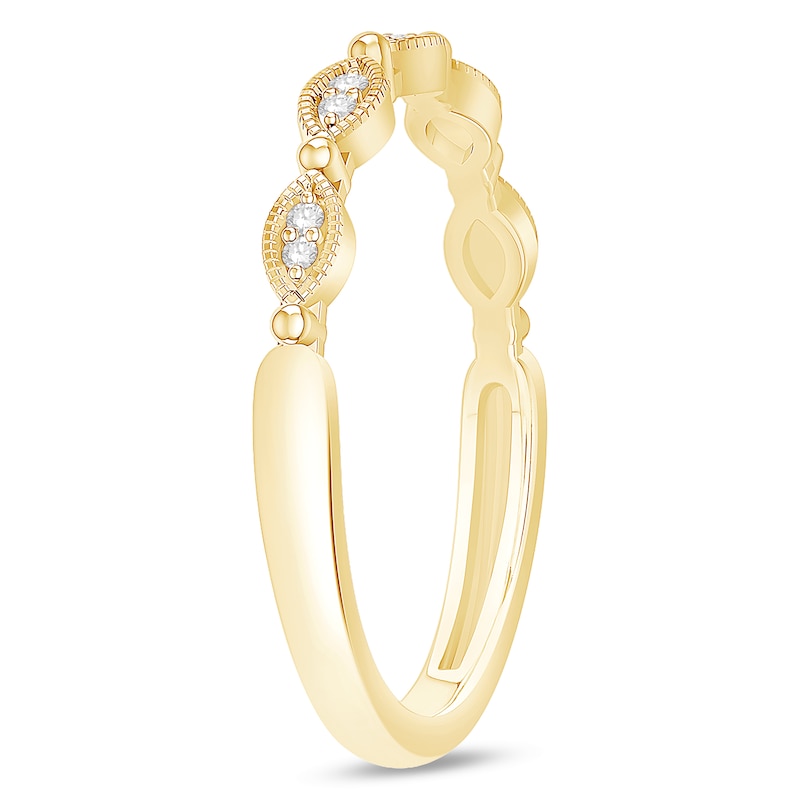 Main Image 2 of 1/20 CT. T.W. Diamond Marquise Frame Vintage-Style Stackable Anniversary Band in 10K Gold