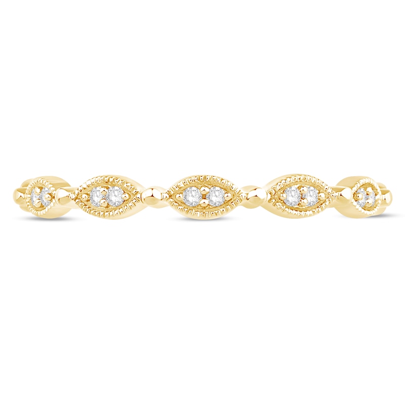 Main Image 3 of 1/20 CT. T.W. Diamond Marquise Frame Vintage-Style Stackable Anniversary Band in 10K Gold