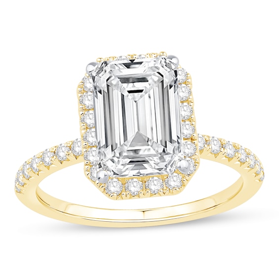 3-1/2 CT. T.w. Emerald-Cut Certified Lab-Grown Diamond Frame Engagement Ring in 14K Gold (F/Vs2)