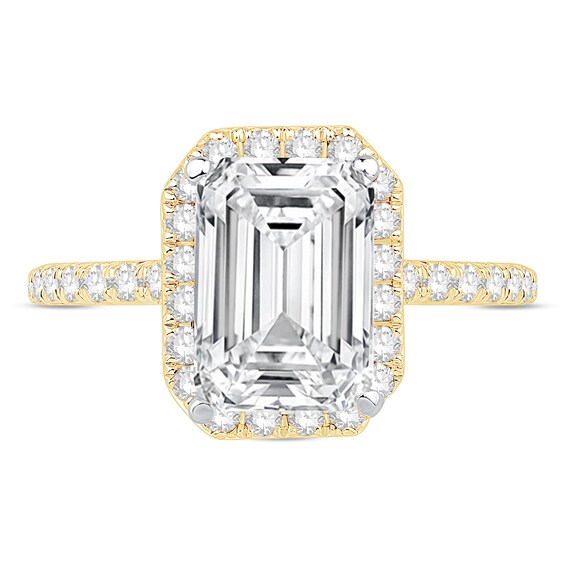3-1/2 CT. T.w. Emerald-Cut Certified Lab-Grown Diamond Frame Engagement Ring in 14K Gold (F/Vs2)