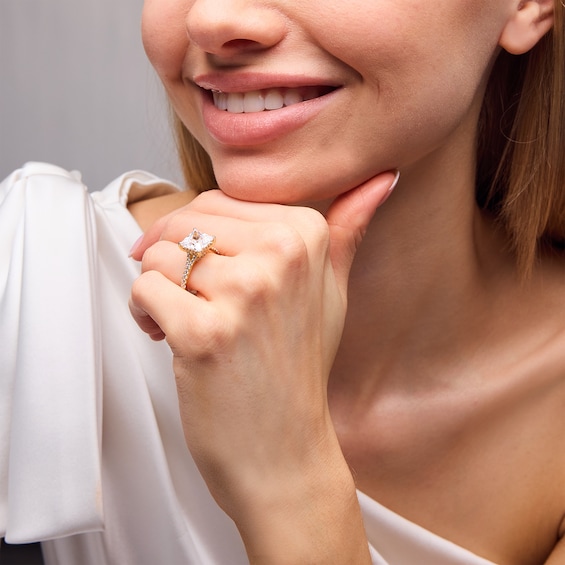 4-1/2 CT. T.w. Princess-Cut Certified Lab-Grown Diamond Split Shank Engagement Ring in 14K Gold (F/Si2)