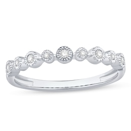 1/15 CT. T.W. Diamond Alternating Vintage-Style Stackable Anniversary Band in 10K White Gold