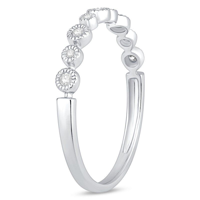 Main Image 2 of 1/15 CT. T.W. Diamond Alternating Vintage-Style Stackable Anniversary Band in 10K White Gold