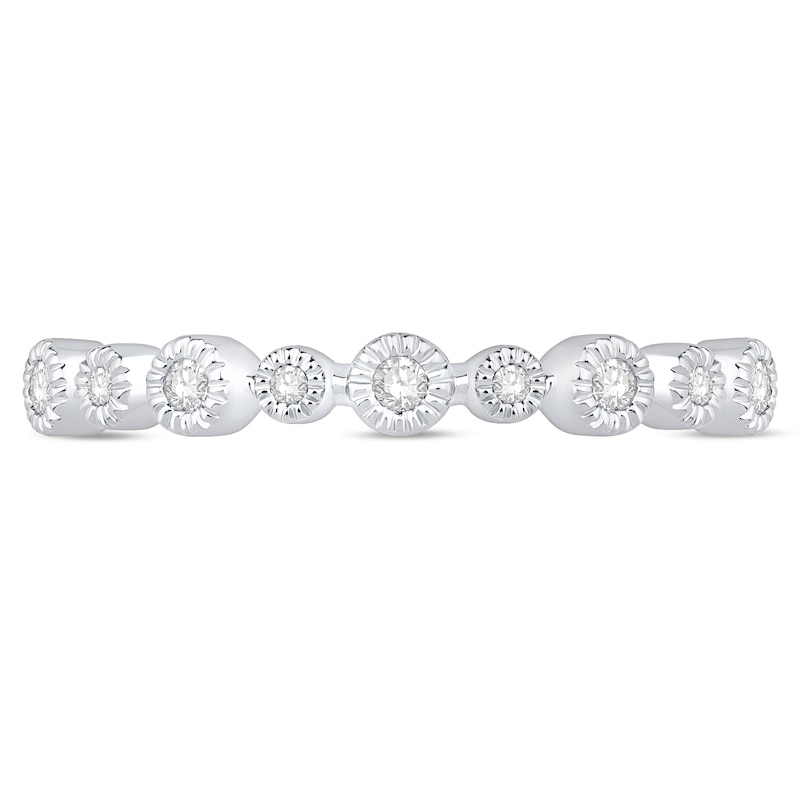 Main Image 3 of 1/15 CT. T.W. Diamond Alternating Vintage-Style Stackable Anniversary Band in 10K White Gold