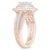 Thumbnail Image 2 of 1 CT. T.W. Princess-Cut Multi-Diamond Double Cushion Frame Triple Row Engagement Ring in 10K Rose Gold