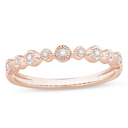 1/15 CT. T.W. Diamond Alternating Vintage-Style Stackable Anniversary Band in 10K Rose Gold