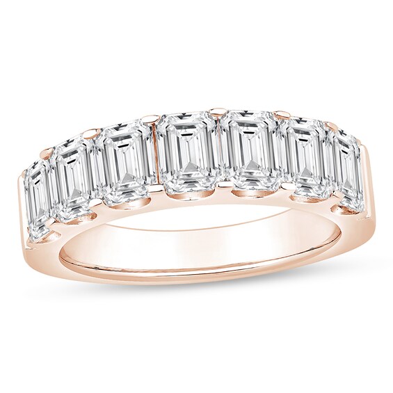 3 CT. T.w. Emerald-Cut Certified Lab-Grown Diamond Seven Stone Anniversary Band in 14K Rose Gold (F/Si2)