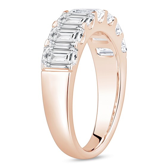 3 CT. T.w. Emerald-Cut Certified Lab-Grown Diamond Seven Stone Anniversary Band in 14K Rose Gold (F/Si2)