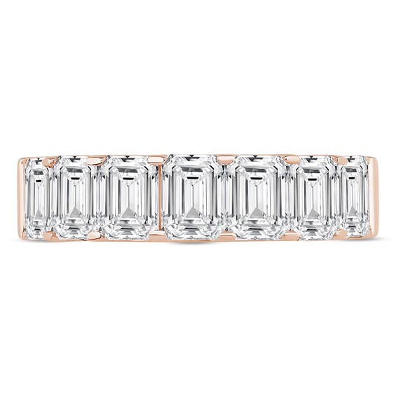 3 CT. T.w. Emerald-Cut Certified Lab-Grown Diamond Seven Stone Anniversary Band in 14K Rose Gold (F/Si2)
