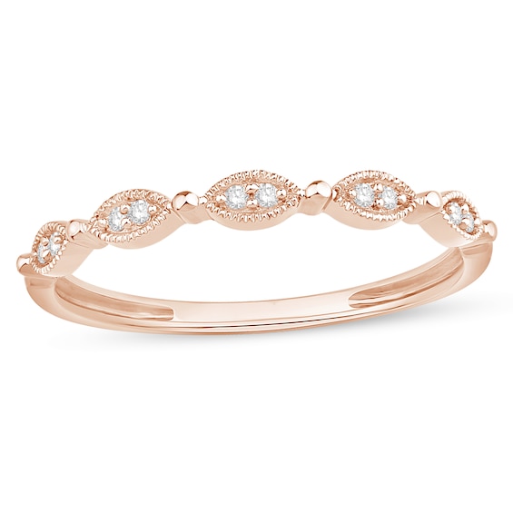 1/20 CT. T.w. Diamond Marquise Frame Vintage-Style Stackable Anniversary Band in 10K Rose Gold